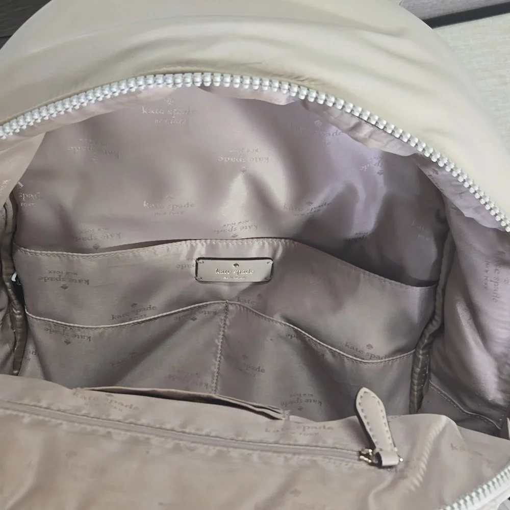 Kate Spade Ella Ksnyl Puffy Warm Beige Padded Nylon Backpack
